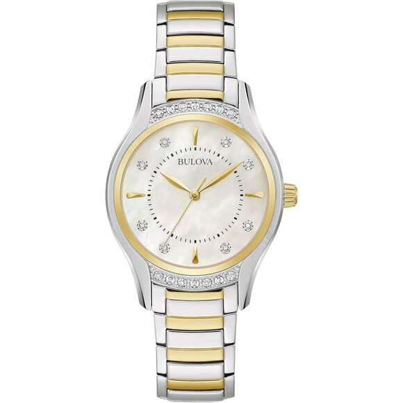 Bulova Two-Tone MOP & Diamond Ladies Watch